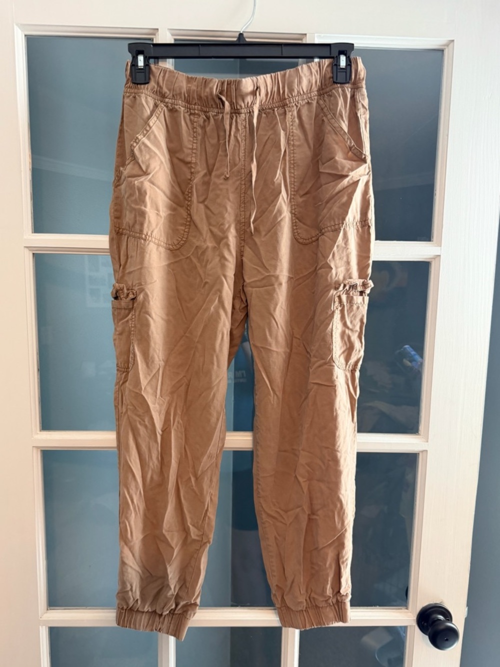 Drawstring Cargo Jogger Pants - Tan